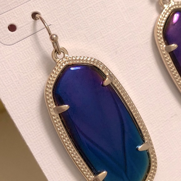 NWOT RARE & Retired Kendra Scott Elle Earrings Black Iridescent & Yellow Gold😊 - Picture 13 of 16